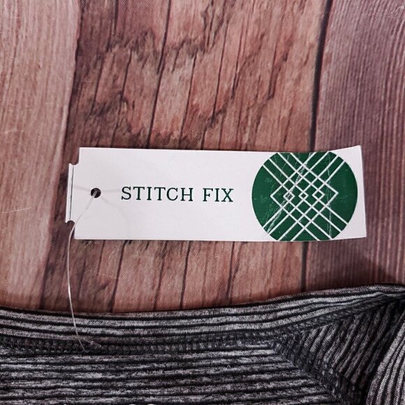 NWT 01.ALGO Mens Large Kris Performance Microstripe Henley Stitch Fix Gray Black - Picture 6 of 12